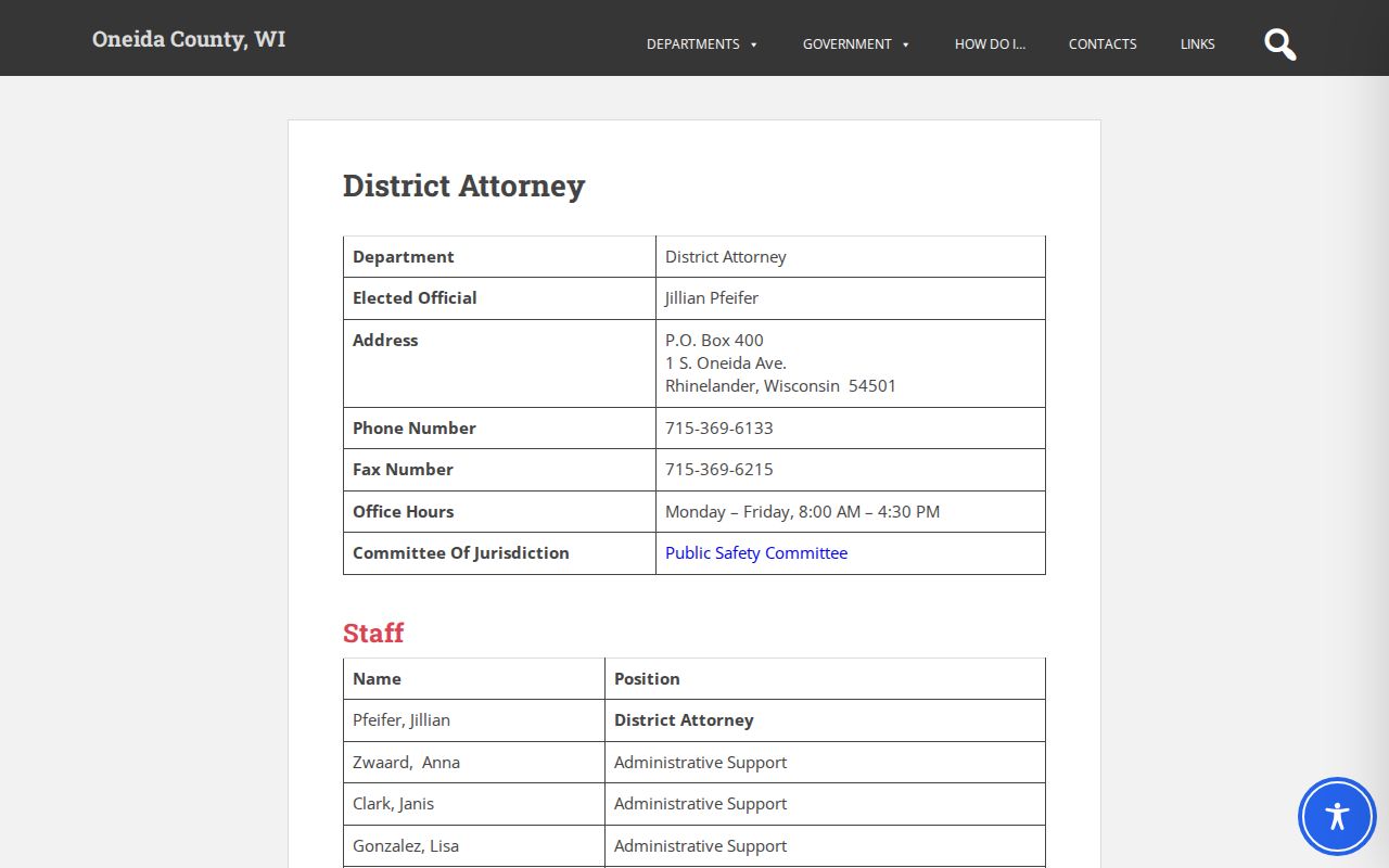 Oneida County arrest history District Attorney contact page