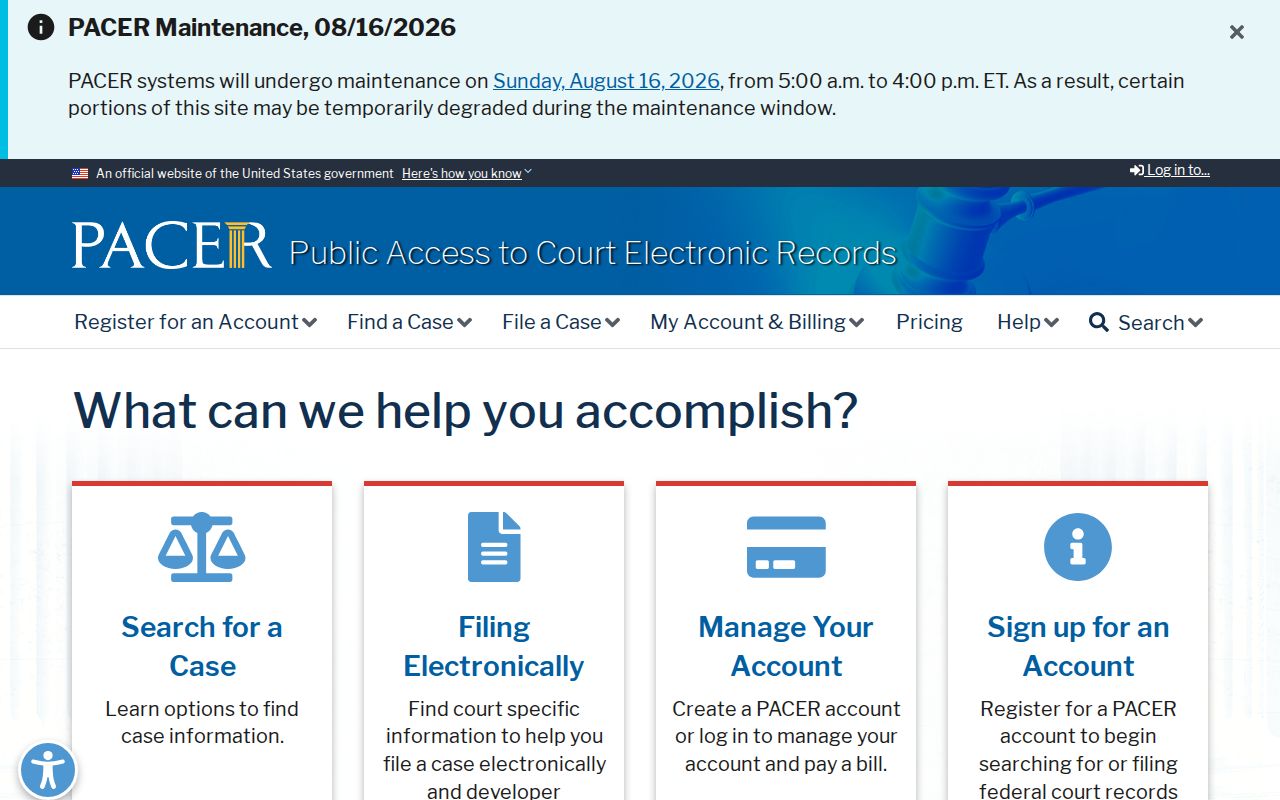 PACER federal criminal court record search for matters beyond Oneida County