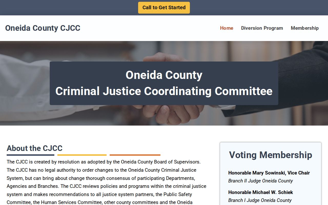Oneida County criminal justice coordinating committee and diversion information
