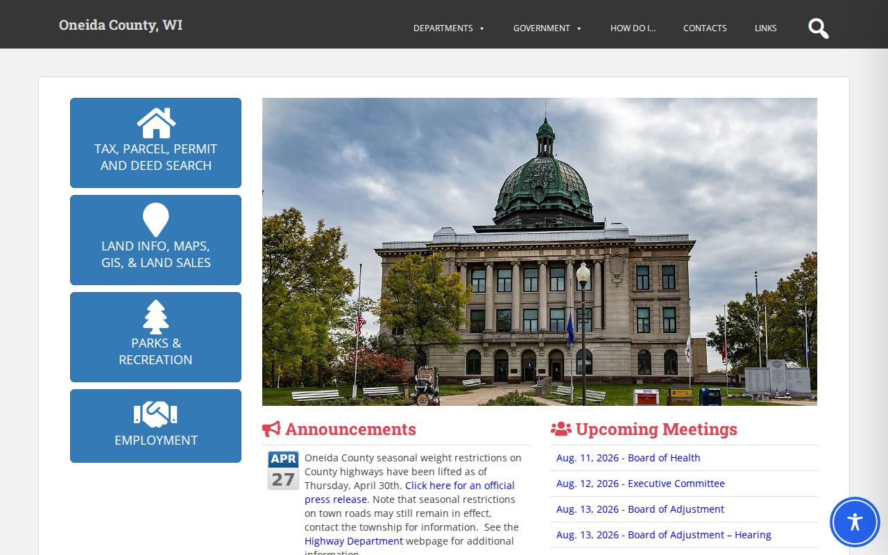 Oneida County government building for criminal record custodians